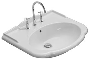 Globo Paestum Lavabo 71x58 sospeso o su colonna con troppopieno in ceramica Bianco Lucido