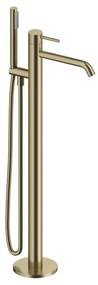 Rubinetto per vasca getto laminare cristallino Loop per pavimento oro spazzolato SANYCCES