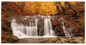 Fotomurale XXL Autumn landscape: waterfall in forest