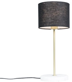 Lampada da tavolo in ottone con paralume nero 20 cm - Kaso