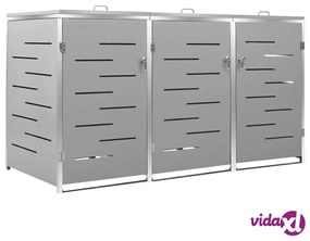 vidaXL Copribidone per Spazzatura Triplo 207x77,5x112,5cm Acciaio Inox