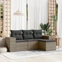 Set Divani da Giardino 4 pz con Cuscini in Polyrattan Grigio 3254807