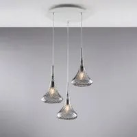 Lampadario Contemporaneo Nemesi Grigio Fum 3 Luci E27