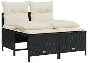 Set divani da giardino 5 pz con cuscini in polyrattan nero