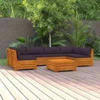 Set Divani da Giardino 7 pz con Cuscini in Massello di Acacia cod mxl 42742