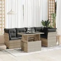 Set Divano da Giardino 6pz con Cuscini Grigio Chiaro Polyrattan 3326163