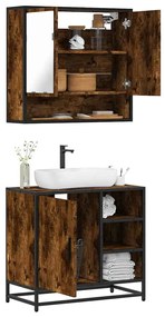 Set Mobili Da Bagno 2 Pz Rovere Fumo İn Legno Multistrato /