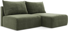 Divano angolare verde allungabile/con contenitore (con penisola a destra) Kalena – Makamii