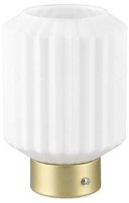 Lampada da tavolo LED dimmerabile in bianco e oro con paralume in vetro (altezza 19,5 cm) Lord - Trio