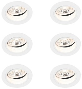 Set di 6 faretti da incasso rotondi orientabili bianchi - Chuck 70