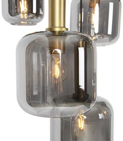 Lampada a sospensione intelligente nera con oro e vetro fumé incl. 5 WiFi A60 - Zuzanna