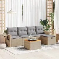 Set Divano da Giardino 6 pz con Cuscini Beige in Polyrattan 3325811