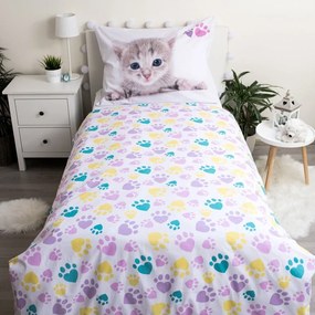 Set copripiumino e federa da bambini bianco in cotone per letto singolo 140x200 cm Kitten "Colour" – Jerry Fabrics
