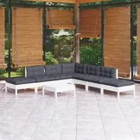 Set Divani da Giardino 8 pz con Cuscini Bianchi Legno di Pino cod mxl 44372