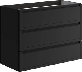 Mobile da bagno sospeso sotto lavabo L 99.5 x H 78 x P 45.5 cm antracite opaco, 3 cassetti TRATTO