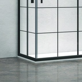 Box doccia 100x90 profili neri opachi vetro a quadrati neri NICO-B1000 - KAMALU