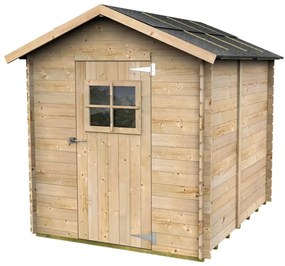 Casetta da giardino in legno Pompea color legno grezzo con porta battente semplice, superficie totale 3.88 m² e spessore parete 16 mm
