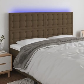 Testiera A Led Marrone Scuro 180x5x118/128 Cm İn Tessuto /