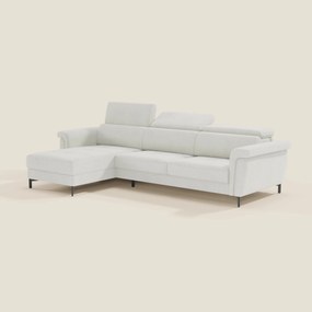 Capri Divano letto angolare con penisola contenitore e poggiatesta reclinabili - elegante tessuto smacchiabile T30