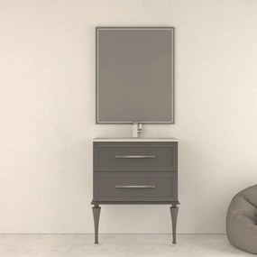 Mobile da bagno sotto lavabo BADEN HAUS TIFFANY grigio laccato opaco L 74 x H 55 x P 46 cm 2 cassetti, lavabo non incluso