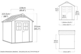 Casetta Da Giardino In Resina 228x223,5x252H Cm Newton 757 Effetto Legno Keter