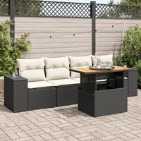 Set Divani da Giardino 5 pz con Cuscini in Polyrattan Nero 3327318