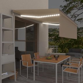 Tenda Automatica Con Parasole Sensore Vento E Led 4,5x3 M Crema /