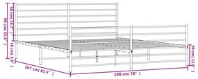 Giroletto con Testiera e Pediera Metallo Bianco 193x203 cm