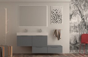 Mobile da bagno sospeso sotto lavabo L 120 x H 43 x P 44 cm grigio laccato opaco, 2 cassetti BADEN HAUS Modula