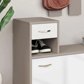 Mobile Ingresso 100 Cm Con Scarpiera Appendiabiti E Specchio Rudolf Tortora