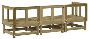 Set Salotto da Giardino 3 pz in Legno Impregnato di Pino