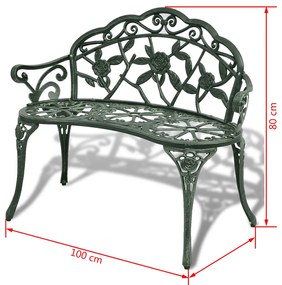 Panchina da giardino 100 cm in alluminio pressofuso verde