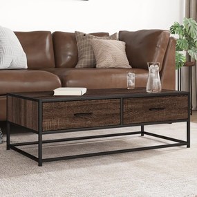 Tavolino Salotto Rovere Marrone 100x50x35cm Multistrato Metallo /