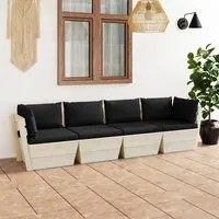 Divano da Giardino a 4 Posti su Pallet con Cuscini Legno Abete 3063451