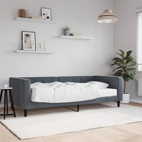 Divano Letto Con Materasso Grigio Scuro 90x190 Cm İn Velluto /