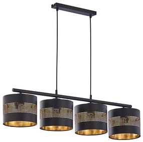 Lampadario su corda TAGO 4xE27/15W/230V nero/oro