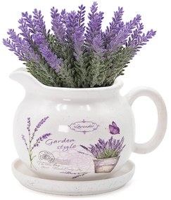 Portavaso brocca in ceramica con lavanda 18x24 cm