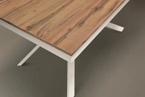 Tavolo VOLPAIA in legno, finitura rovere rustico e metallo verniciato bianco, allungabile 160&#215;90 cm &#8211; 220&#215;90 cm