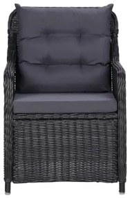 Set da Pranzo da Giardino 7 pz in Polyrattan Nero