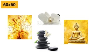 Set di quadri – Feng Shui in bianco e giallo