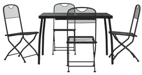 Set da pranzo da giardino 5pz antracite in rete metallica