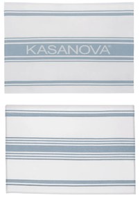 Set 2 strofinacci cucina 50x70 cm righe cotone blu