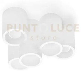 Arta lampada da soffitto 5 luci attacco gu10 tonda in gesso bianco