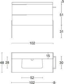 Mobile bagno sospeso 102 cm - Quercia Naturale con Lavabo Ceramica - FEBE2