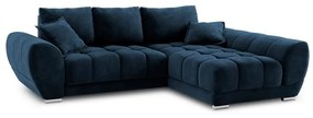 Divano letto angolare blu royal con rivestimento in velluto, angolo destro Nuage - Windsor &amp; Co Sofas