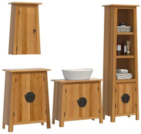 Set mobili da bagno 4 pz in legno massello di pino