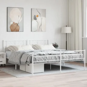 Giroletto con testiera e pediera metallo bianco 193x203 cm