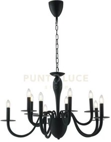 Lampadario armstrong nero 10 luci attacco e14 92x150cm in metallo