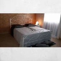 Letto matrimoniale ferro battuto Narciso colore bianco argento