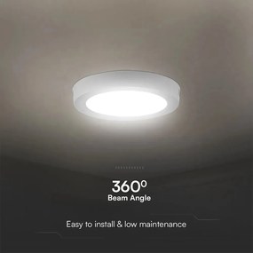 Plafoniera LED V‑TAC 12 W rotonda – 6400 K, chip Samsung, bianca